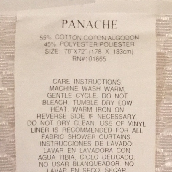 Panache Fabric White Shower Curtain - Picture 3 of 5